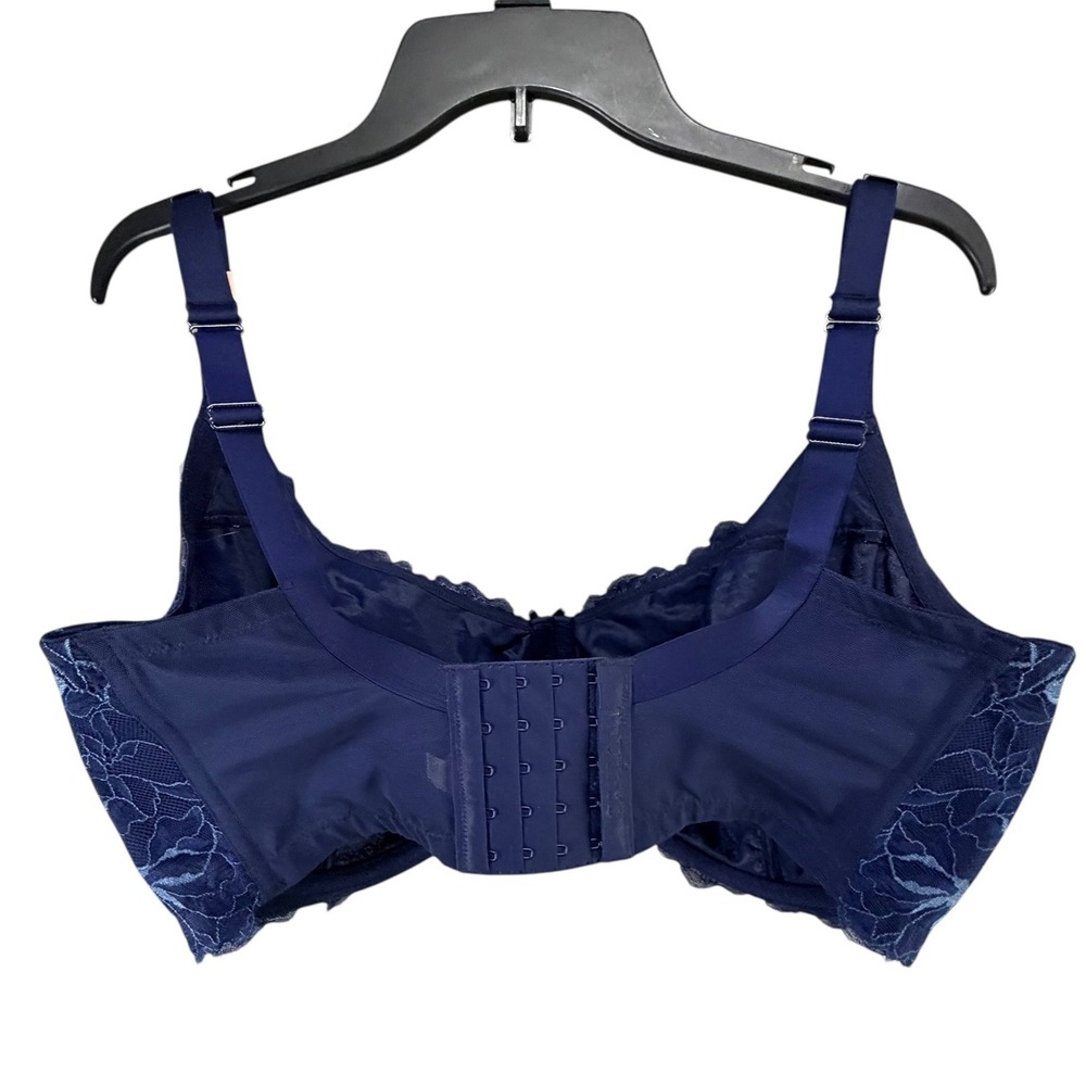 Cacique Unlined Balconette Womens 40K Blue Lace Romantic Feminine Flirty Chic - Picture 6 of 14